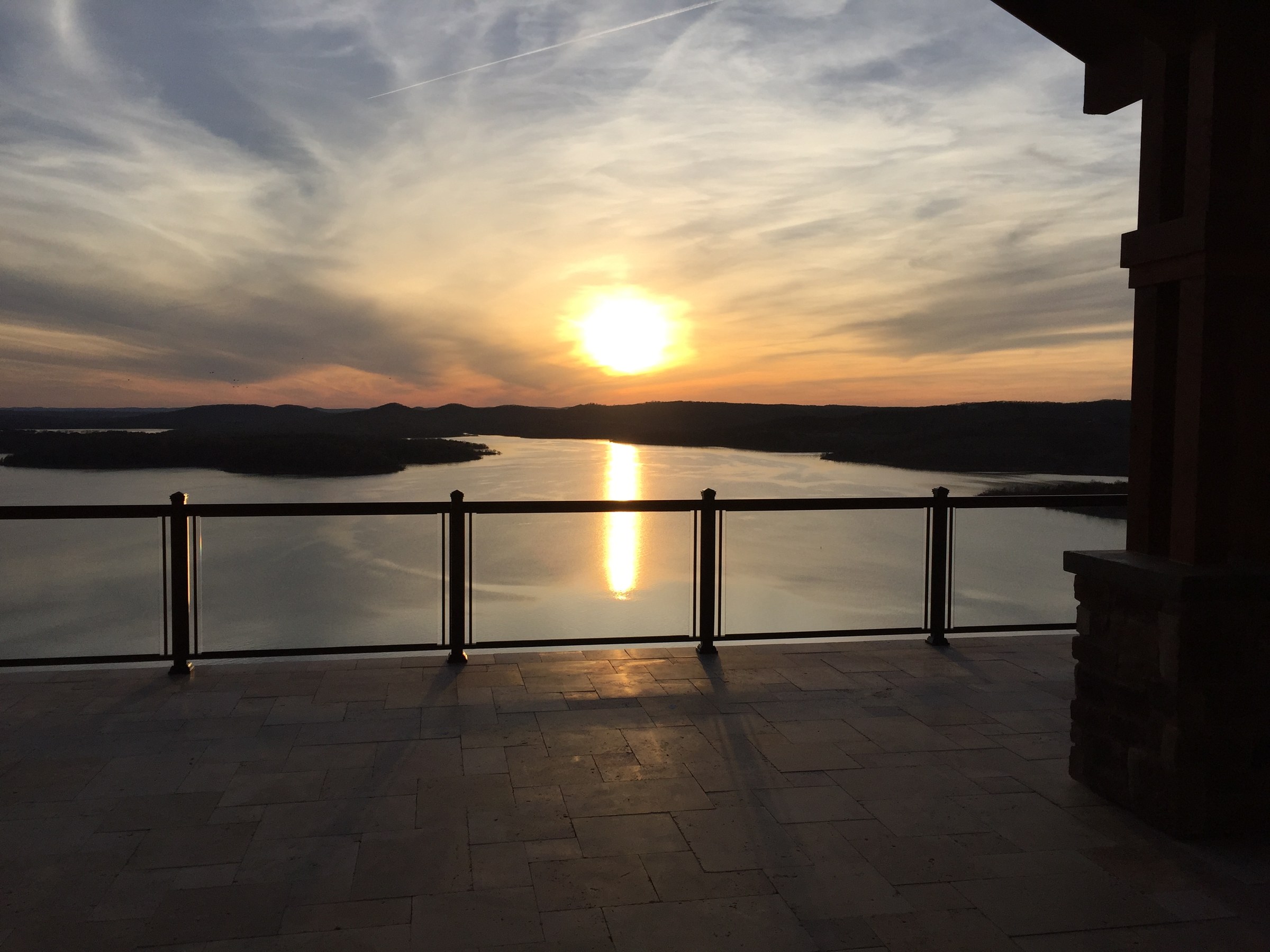 GR1 frameless glass railing at sunset
